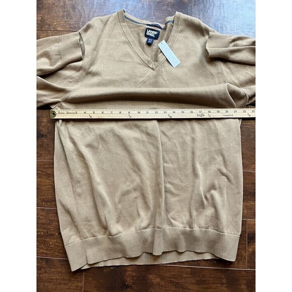 Lands End Supination Cotton Than Brown Long Sleeve V-Neck Sweater Size XLT - Picture 3 of 6